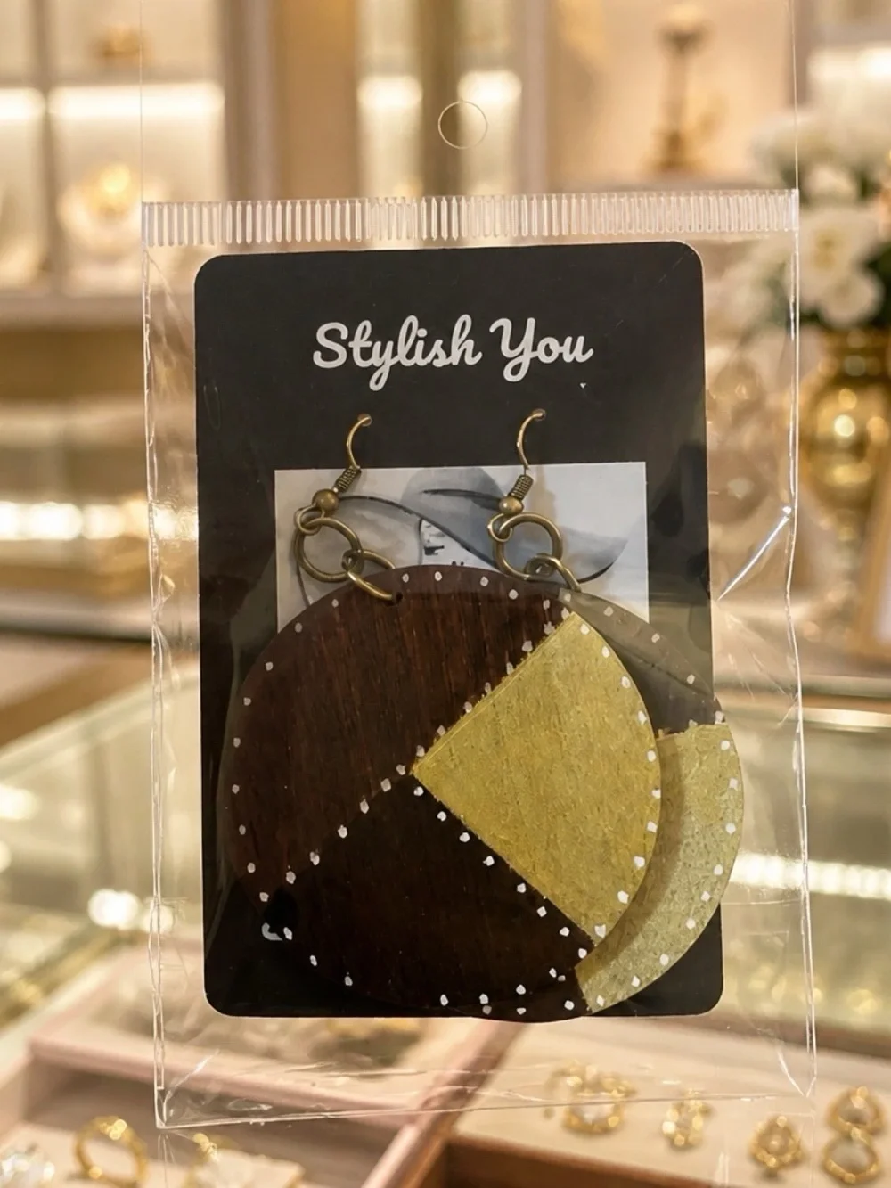 Chic Style Hand Painted Round Wooden Earrings